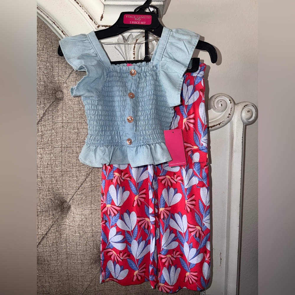 Vince Camuto matching set Floral Wide-Leg Pants spring summer outfit 4T NEW